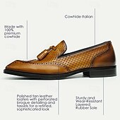 billiga Premium läder Loafers-tofsloafers i premiumkoskinn för män – perforerade vintageklänningsskor för högtidliga tillfällen