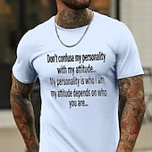 voordelige Grafisch T -shirt voor heren-Mannen&#039;s Grafische Tee Korte Mouw - &#039;Persoonlijkheid vs. Attitude&#039; Statement Top