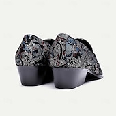 billiga Premium läder Loafers-Herr Tofflor och Slip-Ons Tryck skor Klänningslakor Läder Mocka Bekväm Halksäker Loafers Svart