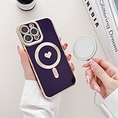 Недорогие Чехлы для iPhone-телефон Кейс для Назначение айфон 16 Айфон 15 Про Макс Плюс iPhone 14 13 12 11 Pro Max Plus Кейс на заднюю панель Поддержка беспроводной зарядки Защита от удара С сердцем ТПУ Покрытие