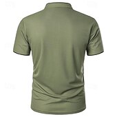 cheap Sports-Men&#039;s Golf Shirt Golf Polo Work Casual Stand Collar Short Sleeve Basic Modern Color Block Patchwork Button Spring &amp; Summer Regular Fit Wine Pink Navy Blue Green Golf Shirt
