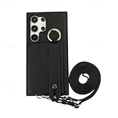 baratos Capa Samsung-telefone Capinha Para Samsung Galaxy S24 Ultra Plus S23 Ultra Plus S22 Plus Ultra S25 Ultra Capa traseira Com Suporte com pulseira Slot para cartão Retro TPU Metal Couro PU