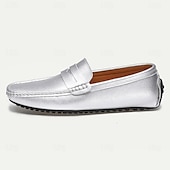 economico Semi-formale-Per uomo Mocassini e Slip-Ons Mocassini comodi Penny Loafers Di pelle Comodo Antiscivolo Mocassino Argento Nero Bianco