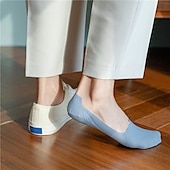 abordables calcetines caseros-Calcetines náuticos de seda helada para hombre, calcetines finos antideslizantes para primavera y verano para mujer, calcetines de fondo de algodón con tacones altos, calcetines invisibles de boca