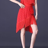 economico Abbigliamento balli latino-americani-Balli latino-americani Balli da sala Gonne Lustrini Nappa Colore Puro Per donna Prestazioni Addestramento Alto Poliestere