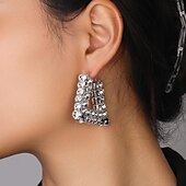 cheap Earrings-Women&#039;s Hoop Earrings Geometrical Precious Statement Imitation Diamond Earrings Jewelry Silver / Gold For Wedding Party Daily 1 Pair