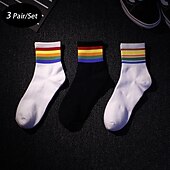 economico calzini da uomo-Per uomo 3 pezzi Confezioni multiple Calzini Squadra di calcio Calzini da corsa Calzini casual Bianco + Bianco + Nero Nero Colore Arcobaleno Sportivo Giornaliero Da mare Di base Medio spessore