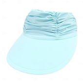 preiswerte Heizen und Kühlen-Modischer, einfarbiger UV-Sonnenschutz für Damen mit breiter Krempe, Visier, modischer Aufdruck, geraffter Sonnenschutz, leerer Sommer-Strandhut
