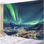 billige landskapsteppe-aurora nordlys hengende billedvev veggkunst stor billedvev veggmaleri dekor fotografi bakteppe teppe gardin hjem soverom stue dekorasjon