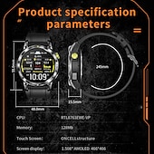 billiga Smarta klockor-696 NX18Pro Smart klocka 1.5 tum Smart Klocka Blåtand EKG + PPG Stegräknare Samtalspåminnelse Kompatibel med Android iOS Dam Herr Handsfreesamtal Meddelandepåminnelse IP 67 48mm klockfodral