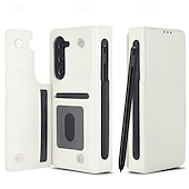 halpa Samsung-kotelot-puhelin Etui Käyttötarkoitus Samsung Galaxy Z Taita 6 Z Fold 5 Z Fold 4 Z Fold 3 Takakuori Tuella kynän pidikkeellä Korttipaikka Retro PC PU-nahka