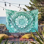 halpa Mandala Matto-mandala boheemin sininen vihreä roikkuu kuvakudos seinä taide iso kuvakudos seinämaalaus sisustus valokuva tausta peitto verho koti makuuhuone olohuoneen sisustus