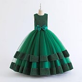preiswerte Partykleider-kinderkleidung Mädchen Kleid Party Kleid Feste Farbe Ärmellos Besondere Anlässe Geburtstag Elegant Prinzessin Polyester Maxi abendkleider Sommer Frühling 4-13 Jahre Marineblau Grün