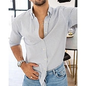 abordables camisa con botones para hombre-Hombre Camisa Camisa de verano Camisa casual Camisa de playa Abotonar la camisa Gris Manga Larga Plano Cuello Vuelto Vacaciones Hawaiano Abotonar Ropa Poliéster Moda Casual Cómodo