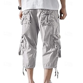 cheap Outdoor-Men's Capri Cargo Shorts Cargo Shorts Shorts Capri Pants Hiking Shorts Leg Drawstring 6 Pocket Plain Comfort Outdoor Daily Going out Fashion Streetwear Black Army Green