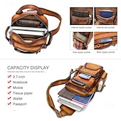 economico Borselli da uomo-Borsa a tracolla vintage in pelle da uomo con multitasche – borsa a tracolla casual da viaggio per lavoro, escursionismo o uso quotidiano