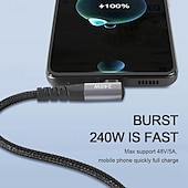 Недорогие Кабели для мобильных телефонов-1 упаковка Кабель USB 3.0 100 Вт 3,3 фута USB-C на USB-C 6 A Кабель для зарядки Быстрая зарядка Высокая скорость передачи данных нейлон плетеный Прямой угол Прочный Назначение Macbook iPad Samsung