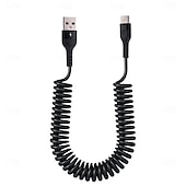 levne Kabely pro mobilní telefony-5a datový kabel typu c pružinový teleskopický rychlonabíjecí kabel do auta usb c nabíjecí kabel pro telefon s Androidem příslušenství pro xiaomi samsung