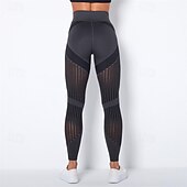 cheap Yoga Leggings &amp; Tights-Women&#039;s Yoga Pants Yoga Leggings Mesh Patchwork High Waist Yoga Gym Workout Pilates Tights Color Block Dark Grey Black Army Green Spandex Sports Activewear Stretchy Slim