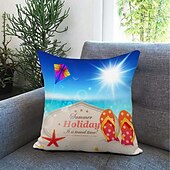 お買い得  ホリデークッションカバー-ビーチ 夏 装飾 クッションカバー 4個入り 柔らかい 正方形 クッションケース 枕カバー 寝室 リビングルーム ソファ カウチ 椅子用