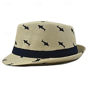 economico Cappello Fedora-Per uomo Cappello del Kentucky Derby Cappello da Sole Cappello da festa Bianco Kaki Cotone Moda Casual Streetwear Quotidiano Pesce Protezione solare Traspirante