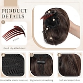 abordables Moños-Moño de pelo desordenado, moño corto con cola de caballo, peine con cordón, extensión de moño con clip para mujer, pieza de pelo sintético, moño, moño recogido para fiesta diaria