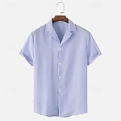 abordables chemise boutonnée pour homme-Homme Chemise Chemise d&#039;été Chemise Décontractée Chemise de Plage Chemise Boutonnée Chemises à rayures Bleu Orange Manche Courte Rayures Col Rabattu Vacances Hawaïen Vêtement Tenue Polyester Mode
