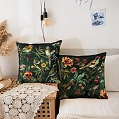 baratos estilo animal-Capa de almofada decorativa com flores vintage, 2 peças, capa de almofada quadrada macia para quarto, sala de estar, sofá, cadeira