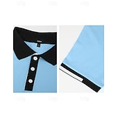 preiswerte Klassisches Poloshirt für Herren-Herren Polos mit Knöpfen Golfhemd Casual Festtage Gerippter Polokragen Kurzarm Modisch Basic Feste Farbe Patchwork Sommer Regular Fit Schwarz Weiß Rote Blau Braun Grün Polos mit Knöpfen