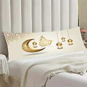 baratos Capa de almofada de férias-Eid mubarak ramadan capa de almofada decorativa, 1 peça, capa de almofada macia, fronha para quarto, sala de estar, sofá, cadeira
