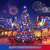 cheap Solar String Lights-1 PC Patriotic Outdoor Solar String Lights, 22FT~98FT Red White Blue for 4th of July Independence Day 250th Anniversary Memorial Day, Holiday Garden Waterproof Decor Lights