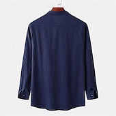 economico Casual da lavoro-Per uomo Camicia Camicia di lino Camicia in cotone e lino Camicia con colletto cinese Camicia con colletto alla coreana Camicia casual Semplice Vacanza Camicia hawaiana Bianco Blu marino Cachi Azzurro