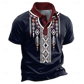 economico Polo vintage da uomo-Per uomo Tribale Polo Maglia da golf Manica Corta Magliette polo Camicie con Colletto Abbigliamento da vacanza Abiti da festa Bottoni Stampa 3D Estate Primavera Blu Verde