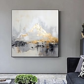voordelige Olieverfschilderijen-minimalistisch abstract bergschilderij handgeschilderd extra groot landschap folie schilderij muur kunst grijs goud canvas schilderij op canvas grote muur kunst abstract schilderij voor woonkamer
