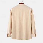 economico Casual da lavoro-Per uomo Camicia Camicia di lino Camicia in cotone e lino Camicia con colletto cinese Camicia con colletto alla coreana Camicia casual Semplice Vacanza Camicia hawaiana Bianco Blu marino Cachi Azzurro