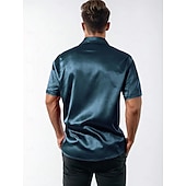 abordables camisa con botones para hombre-Hombre Camisa Camisa de raso Camisa de verano Ropa de playa Abotonar la camisa Camisa casual Blanco Azul Piscina Verde Trébol Manga Corta Plano Cuello Diario Vacaciones Ropa Moda Casual Cómodo