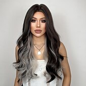voordelige Synthetische trendy pruiken-Synthetische pruiken Uniformen carrière Kostuums Prinses Gekruld Golvend Middelste stuk Gelaagd kapsel Machinegemaakt Pruik 66.0 cm Donker Bruin Synthetisch haar Dames Cosplay Feest Modieus