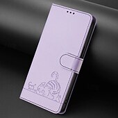 Недорогие Чехлы для iPhone-телефон Кейс для Назначение айфон 16 Айфон 15 Про Макс Плюс iPhone 14 13 12 11 Pro Max Plus Mini SE Кейс на заднюю панель со стендом Магнитный с ремешком Кот Ретро ТПУ Кожа PU