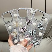 levne Pouzdra pro iPhone-telefon Carcasă Pro iPhone 16 iPhone 15 Pro Max Plus iPhone 14 13 12 Pro Max Plus Zadní kryt Průsvitný Bling Glitter Lesklé Nárazuvzdorné Motýl PC