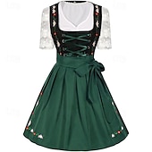 levne Dirndl-Oktoberfest Šaty Dámské šaty Trachtenkleader Služka Bavorský němčina Mnichov Louky Dámské Tradiční Styl Tkanina Halenka Šaty Zástěra