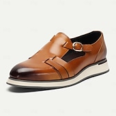 cheap Premium Leather Sandals-Men&#039;s Sandals Leather Shoes Fishermen sandals Leather Italian Full-Grain Cowhide Breathable Comfortable Slip Resistant Buckle Brown