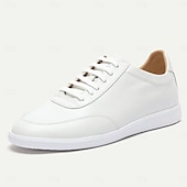 preiswerte Premium Leder Sneaker-Herren Turnschuhe Weiße Schuhe Premium-Leder Komfortabel Rutschfest Schnürsenkel Weiß