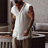 זול גופיות כושר-בגדי ריקוד גברים חולצה קצרה טי סרוג טופ טי שרוול קצר צווארון עגול קצר קיץ אחיד אופנתי מעצב בסיסי סרוג חופשה רחוב ליציאה לבן חולצה עליונה לגברים