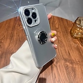 cheap iPhone Cases-Phone Case For iPhone 15 Pro Max Plus iPhone 14 13 12 11 Pro Max Plus Back Cover with Stand Holder Bling Glitter Shiny Shockproof TPU Plating Metal