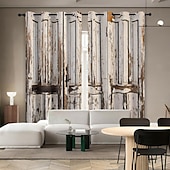 Vintage Wooden Blackout Curtains Door Insulation Outdoor Balcony Rest Living Room Home Decoration 2-piece Set of 3d Digital Printing Perforated cheap Curtains & Drapes-Vintage Wooden Blackout Curtains Door Insulation Outdoor Balcony Rest Living Room Home Decoration 2-piece Set of 3d Digital Printing Perforated