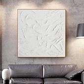 abordables Peintures Abstraites-peint à la main 3d texturé blanc peinture abstraite sur toile 3d texturé art mural boho moderne toile art salon décor pattle couteau peinture à l&#039;huile décor à la maison hôtel pièce d&#039;art