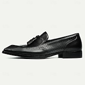 billiga Premium läder Loafers-tofsloafers i premiumkoskinn för män – perforerade vintageklänningsskor för högtidliga tillfällen