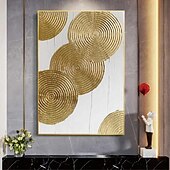 preiswerte Ölgemälde-handgemaltes gold-weißes 3D-Strukturgemälde, handgemachte Wandkunst, goldweißes abstraktes minimalistisches Gemälde, moderne abstrakte Leinwandkunst, weiß strukturierte goldene Wandkunst, neutrale