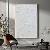 abordables Peintures Abstraites-peint à la main 3d texturé blanc peinture abstraite sur toile 3d texturé art mural boho moderne toile art salon décor pattle couteau peinture à l&#039;huile décor à la maison hôtel pièce d&#039;art