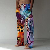 cheap Men&#039;s Printed Casual Pants-Men&#039;s Pants Trousers Graphic Outdoor Holiday Hawaiian Black Inelastic
